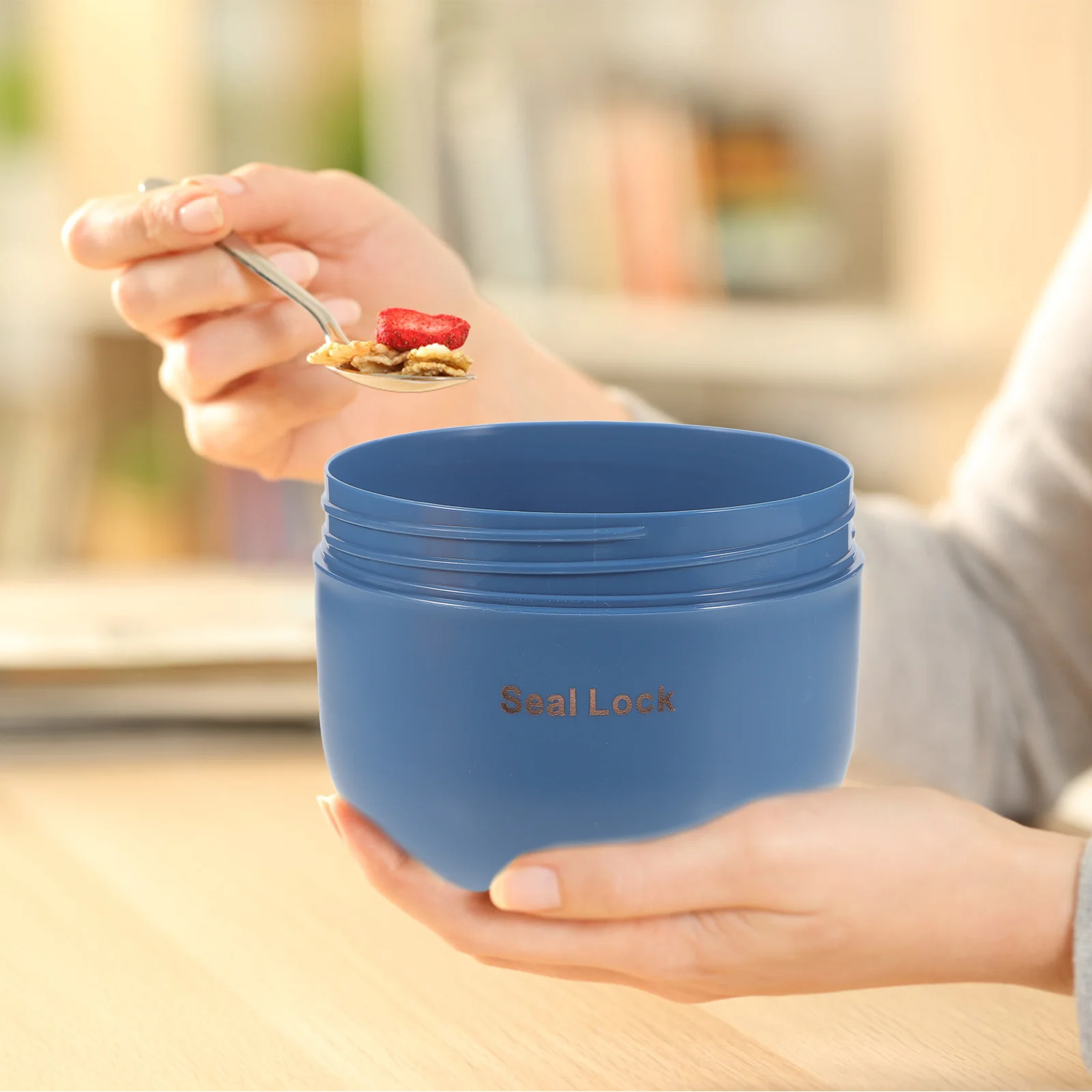 

Portable Breakfast Container Handle Soup Bowl Outdoor Oatmeal Breakfast Bowl
