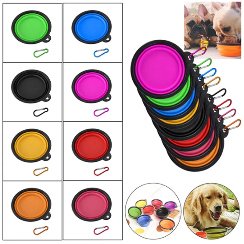 

400ml 1000ml Small Large Collapsible Dog Pet Folding Silicone Bowl Outdoor Travel Portable Puppy Food Container Feeder Dish Bowl