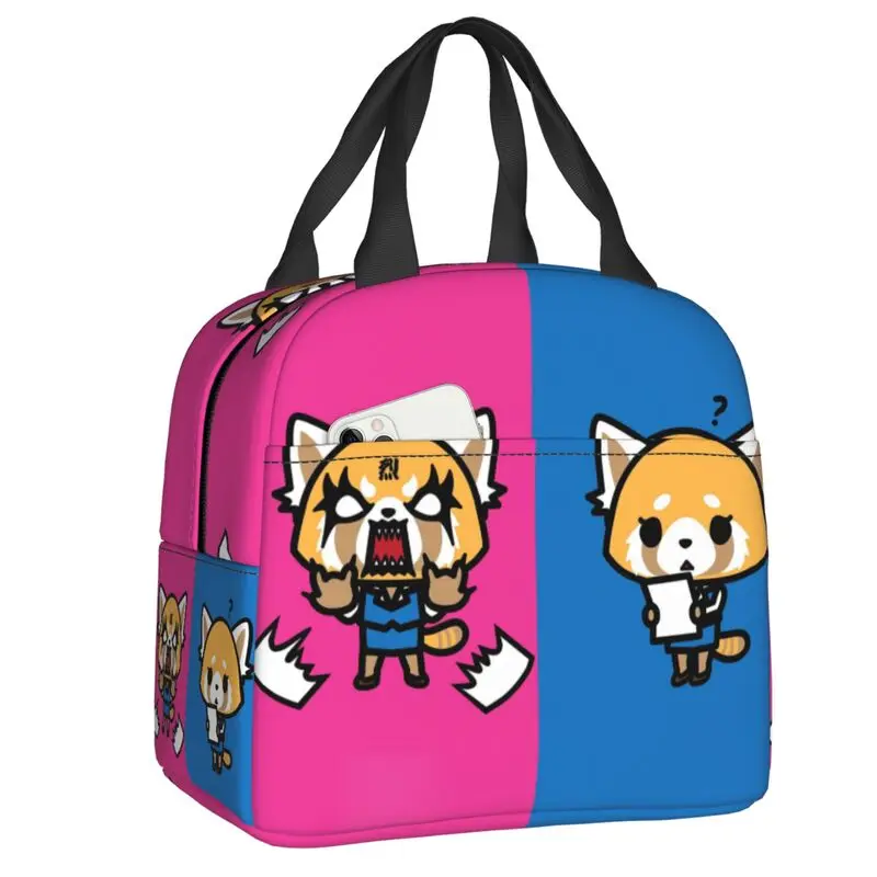 

Aggretsuko Fenneko изолированная сумка для обеда для женщин водонепроницаемый агрессивный термоохладитель Retsuko аниме Bento Box для школьников и детей