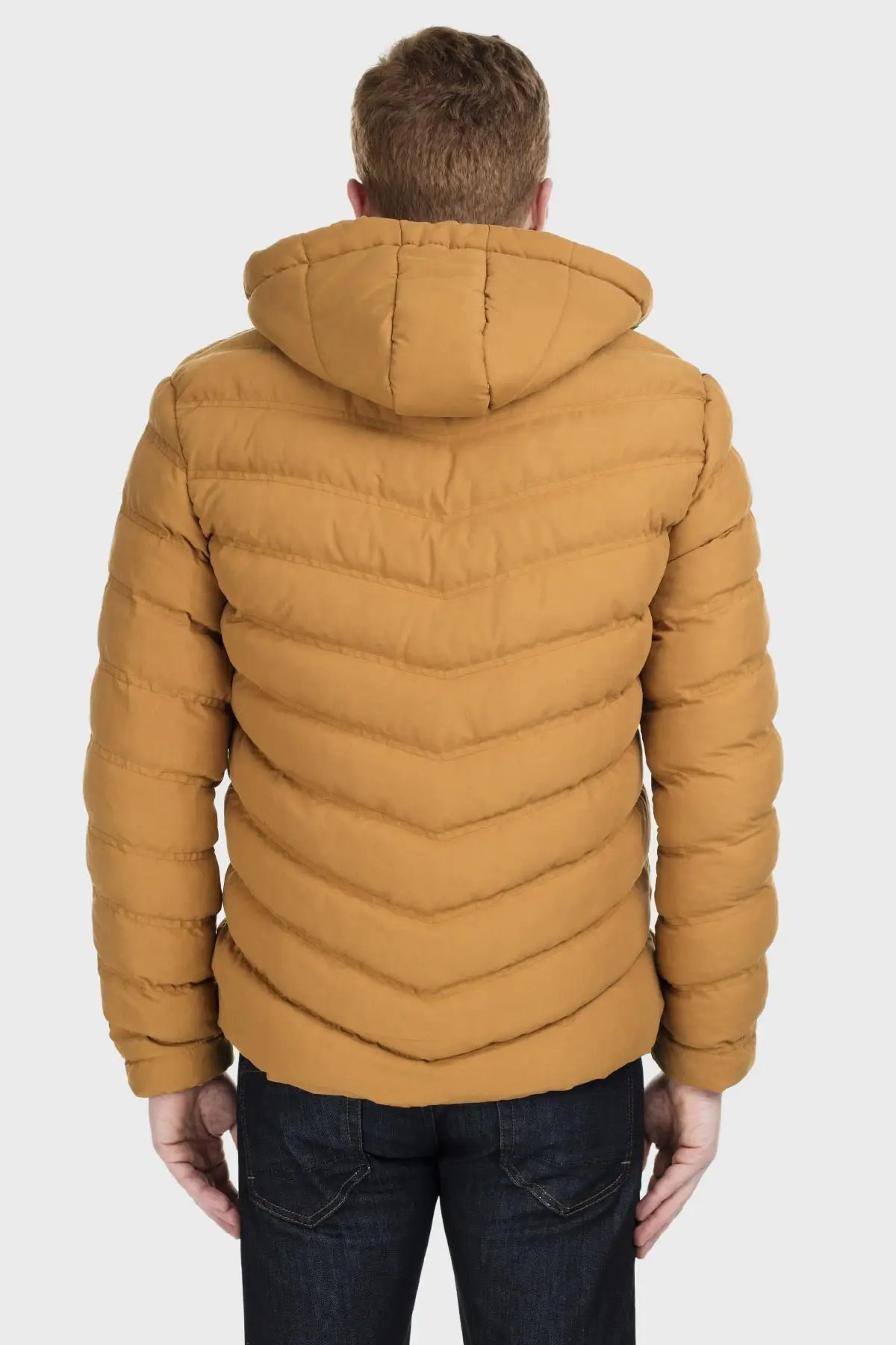 Slim Fit Hooded Stand Up Collar Inflatable Jacket Men's COATS 55618 K5071