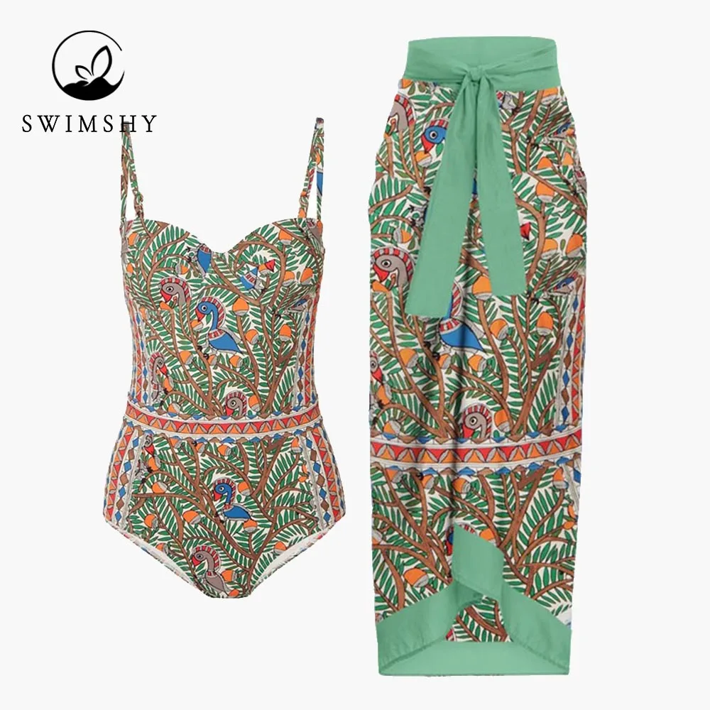 

Retro Print One Piece Swimsuit Fashion Colorblock Sling Bikinis Triangle Bathing Suits Vacation Beach Outfits Backless Surf Wear
