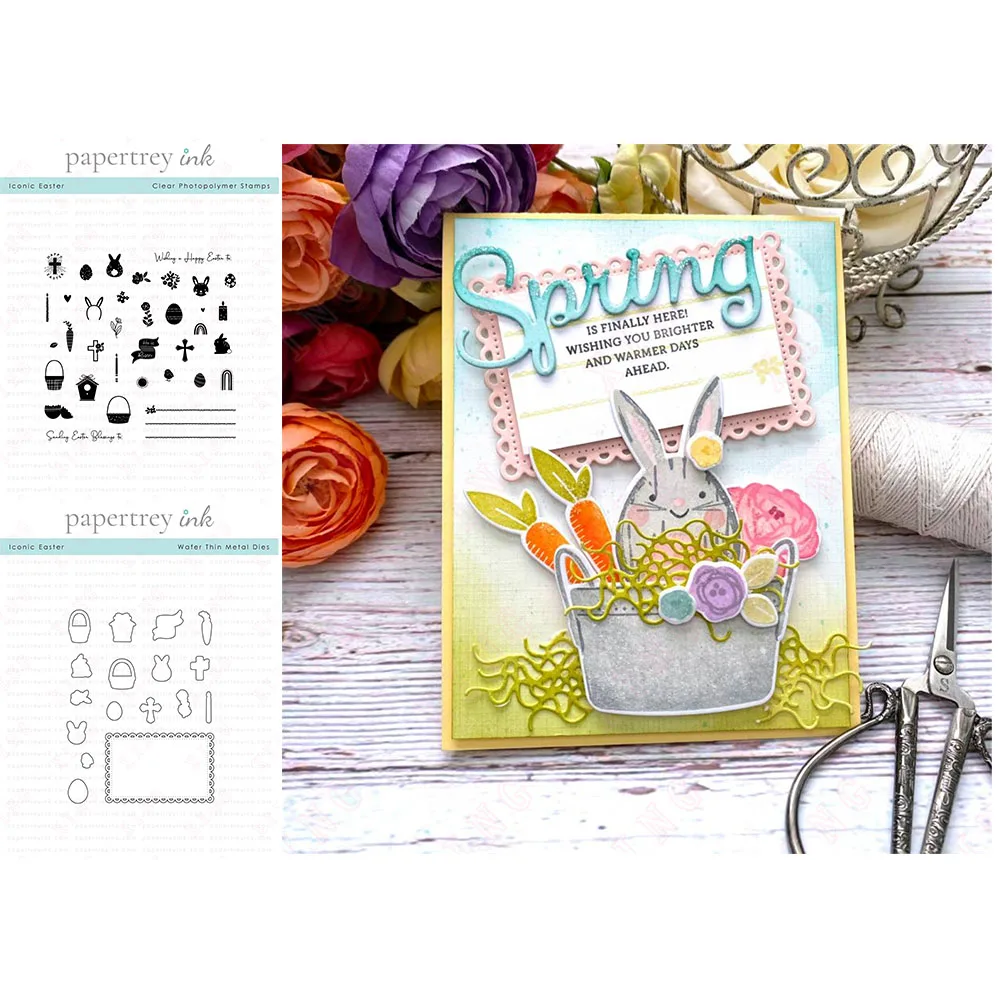 

Diy Greeting Card Handmade Craft Iconic Easter Silicone Stamp Set New Metal Cutting Dies Scrapbook Decoration Embossing Template