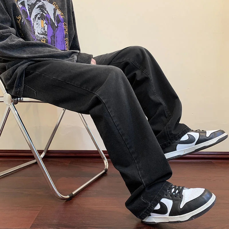 4 Colors Baggy Jeans Men Fashion Retro Straight Jeans Men Casual Streetwear Hip Hop Loose Denim Pants Mens Trousers S-2XL