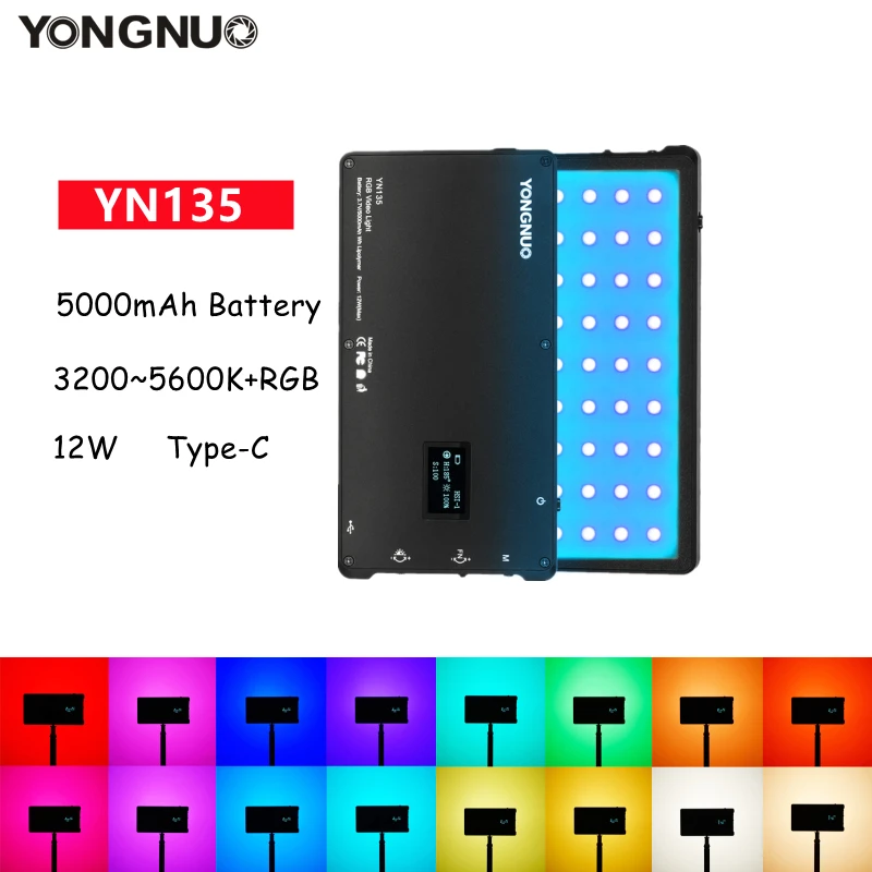 

YONGNUO YN135 12W Mini RGB LED Video Pocket Lights Photography studio Lamp Fill Lighting For Makeup Creative Vlog TikTok Youtube