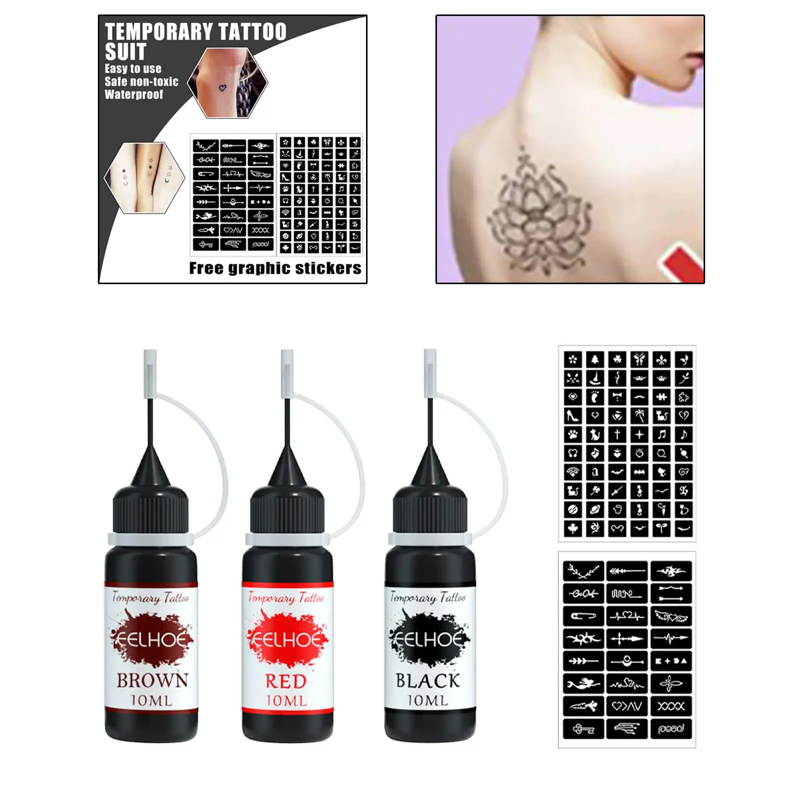

Tattoo Juice Ink Waterproof with Tattoo Template Freehand Ink for DIY Tattoo Men