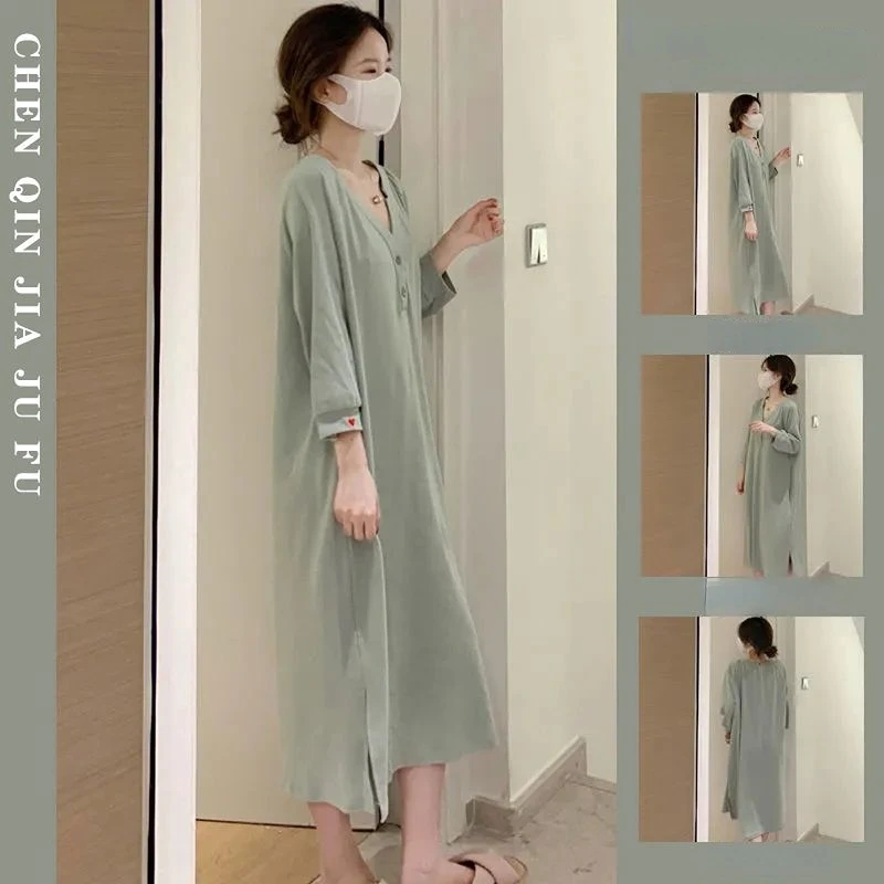 

Solid Color Pajamas Women Robe Sets Long Sleeves Female Home Clothing Satin Nightgown Spring 2023 Girl Loungewear Cozy Sleepwear