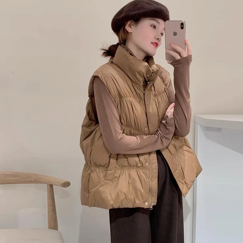 Женский пуховой жилет оверсайз теплая Толстая парка на белом утином пуху