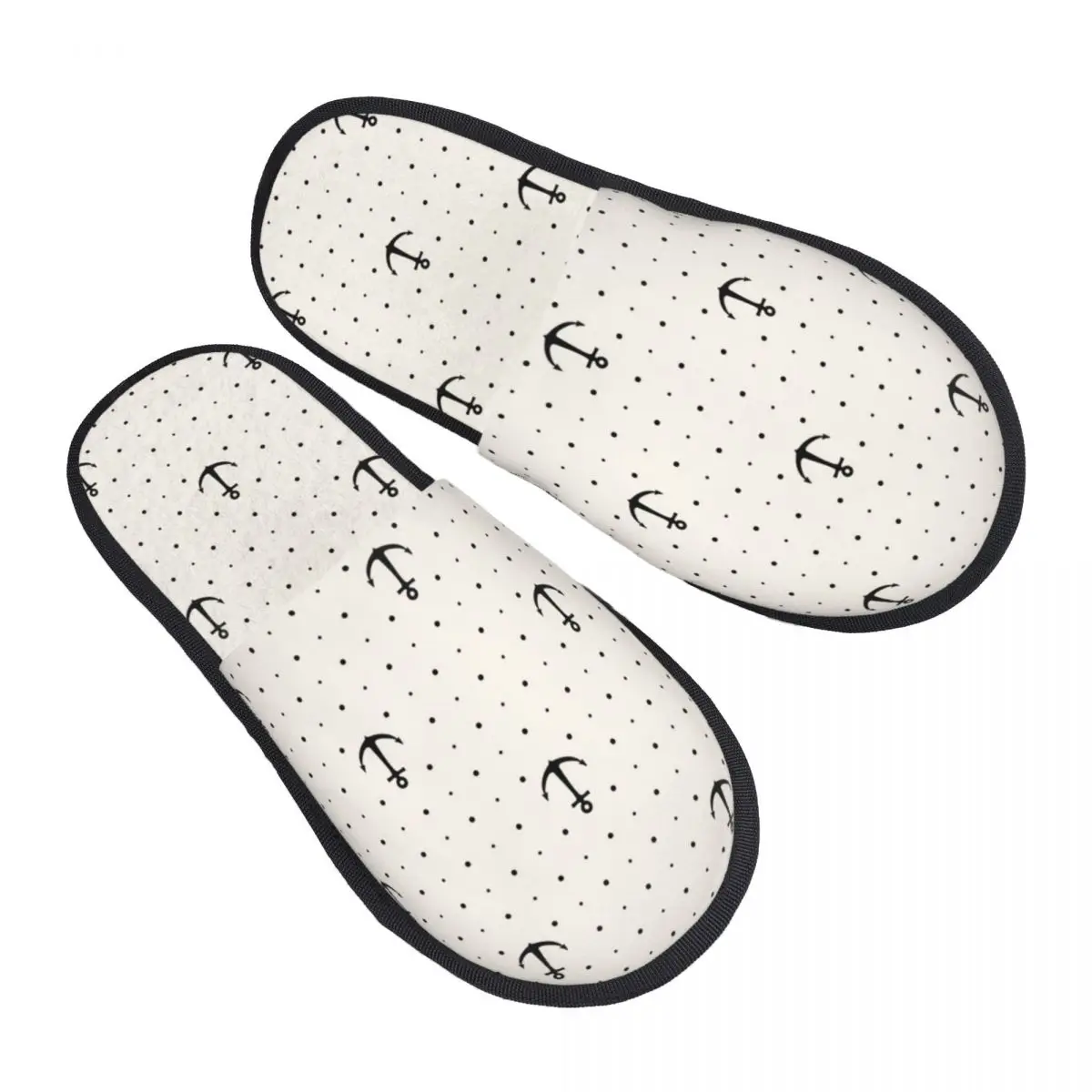 

Fur Slipper For Women Men Fashion Fluffy Winter Warm Slippers Retro Anchors Pattern House Shoes
