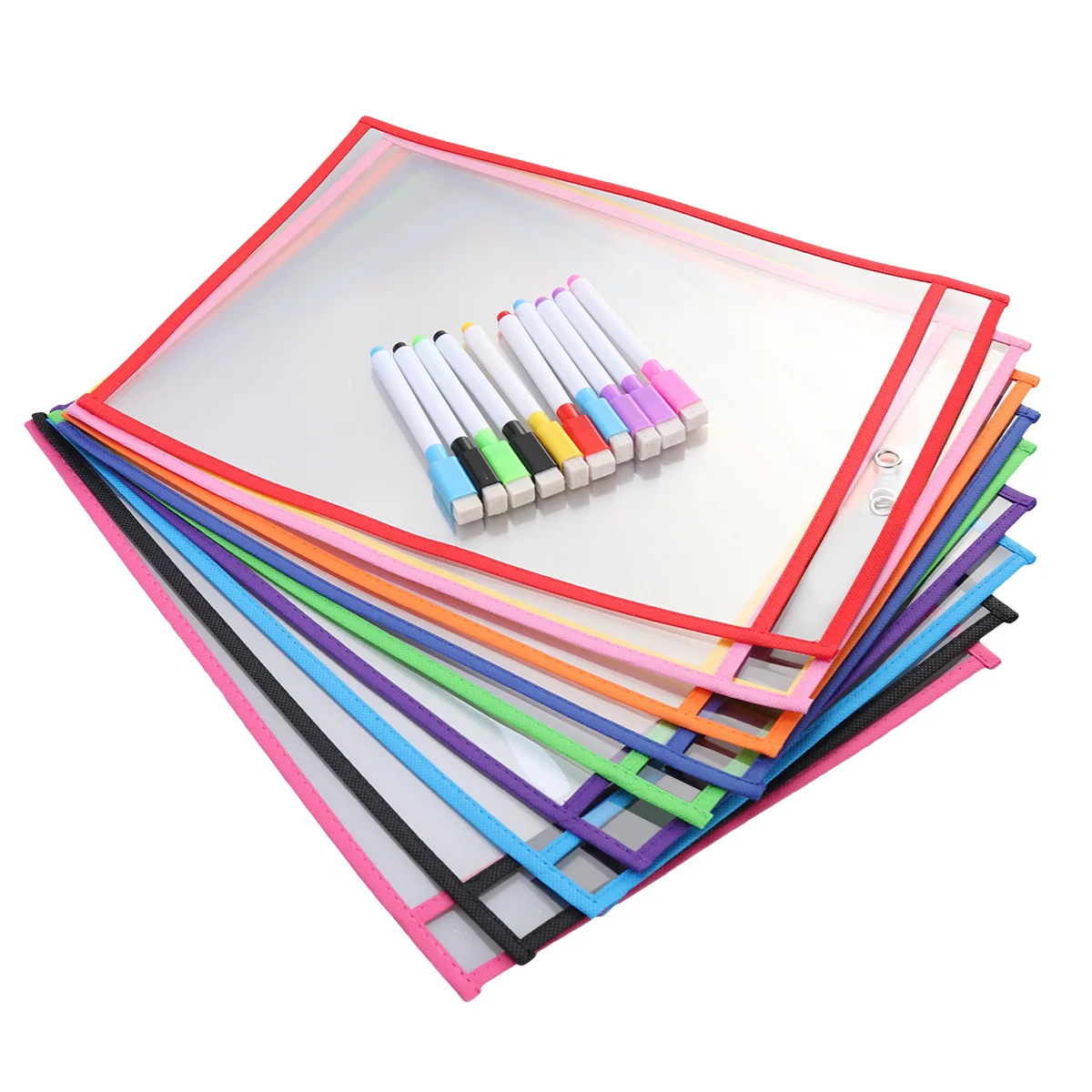

20PCS Write and Wipe Sleeves Dry Erase Pens School Dry Erase Pockets