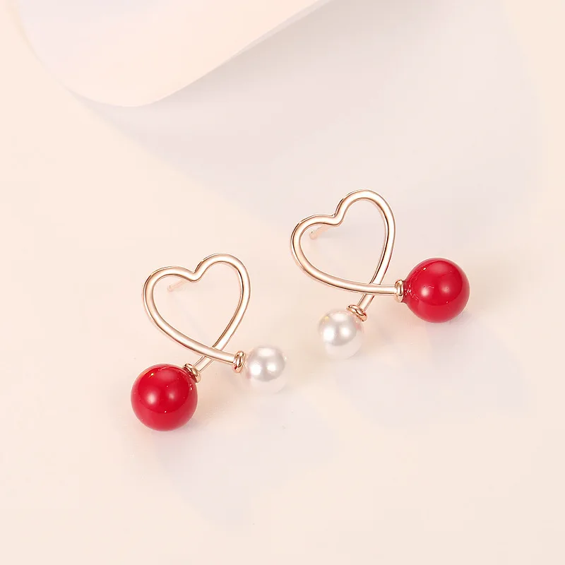 Korean Style Simulated Pearl Earrings For Women Heart Stud Earrings Wedding Kpop Jewelry Gift Brincos
