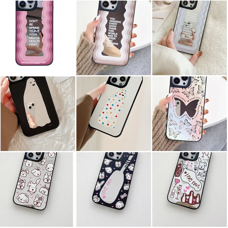 

Cartoon Mirror Surface Phone Case Cover for IPhone 14 13 12 11 15 Pro Max Case for IPhone 15 Pro Max