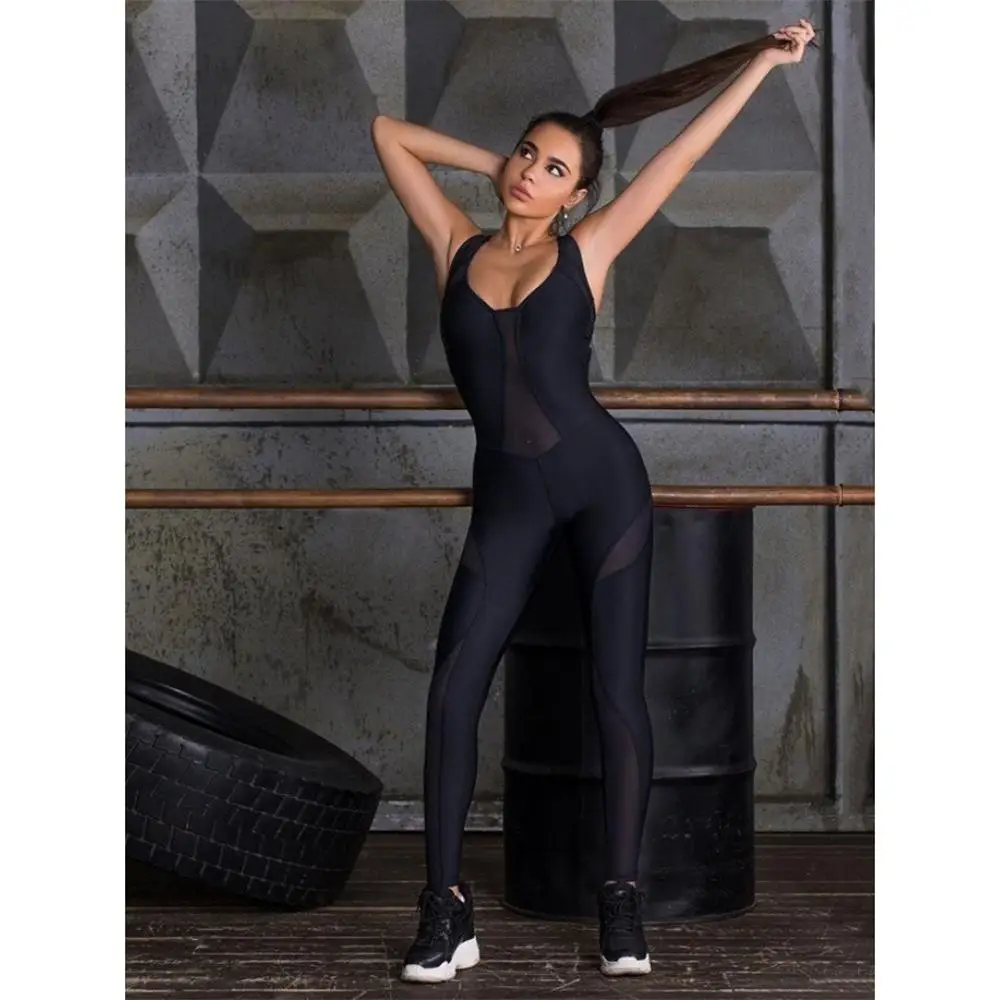 Women's 2023 Summer New Spicy Girls Street Fashion Personality Mesh Panel Sexy Backless Bodysuit Sports Yoga Dress