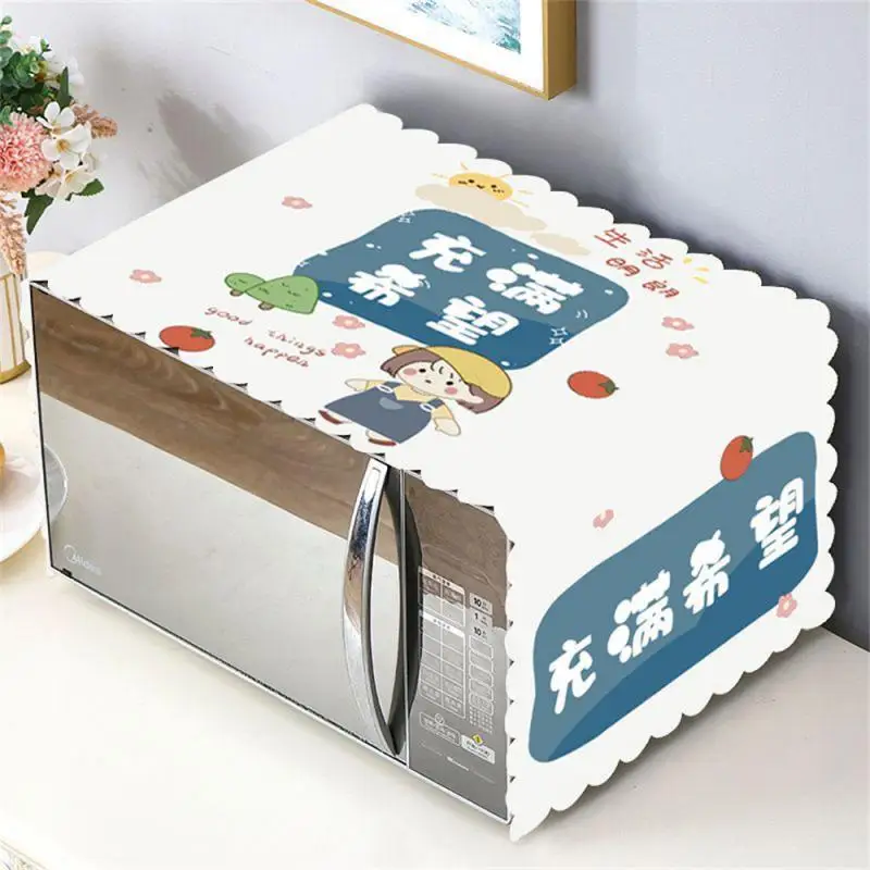 

35*100cm Dustproof Microwave Oven Covers Printed Dust Oil Proofing Covers With Double Pockets Storage Bag Kitchen Accessories