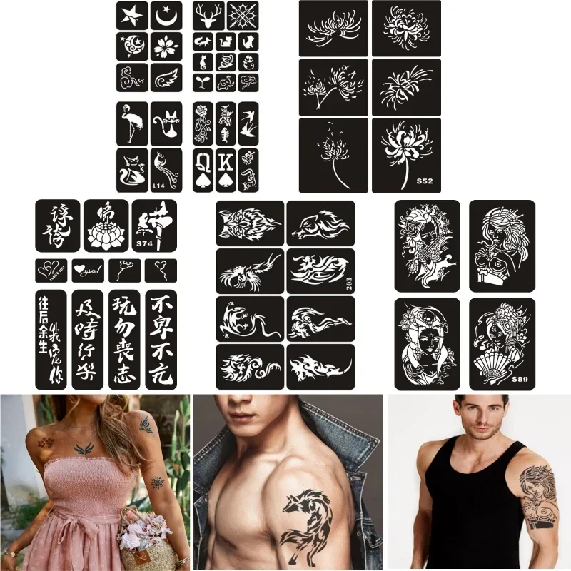 Многоразовые временные трафареты для татуировок женщин девочек и мужчин