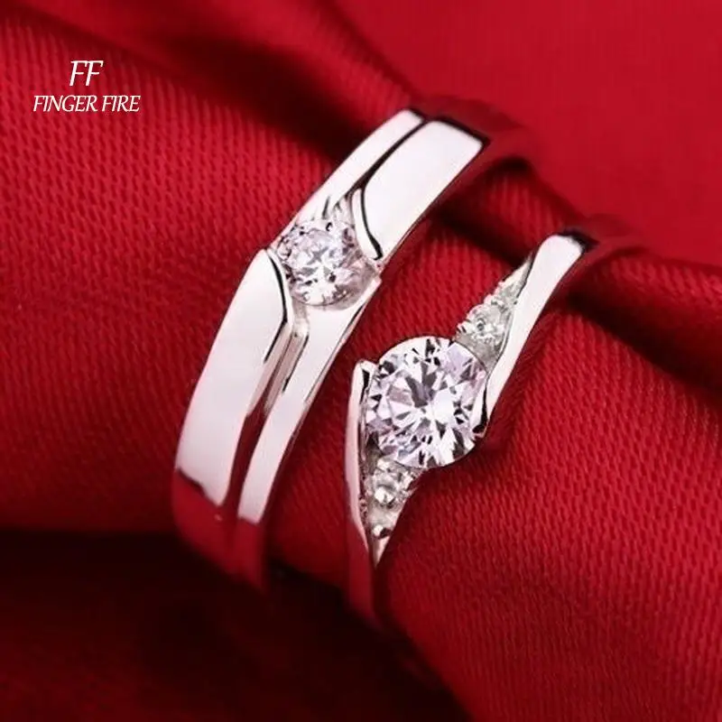 

2 Pack Beautiful Silver Plated Round Couple Rings Wedding Anniversary Beach Party Gift Jewelry Wholesale