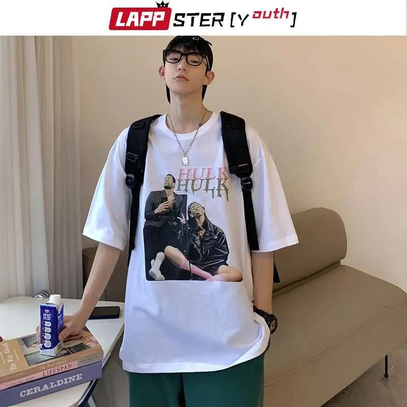 

LAPPSTER-Youth Y2k Japanese Streetwear Oversized T Shirts 2022 Summer Harajuku Graphic Tshirts Vintage Cotton Designer T-shirts