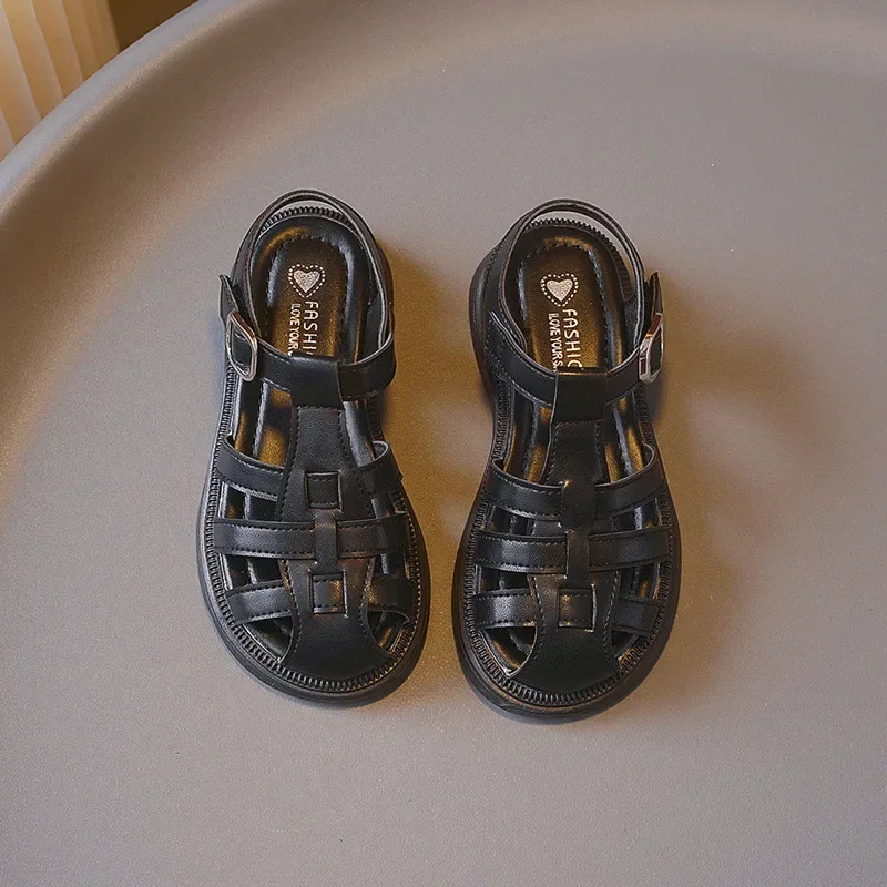 Сандалии Детские однотонные повседневная плетеная пляжная обувь для маленьких