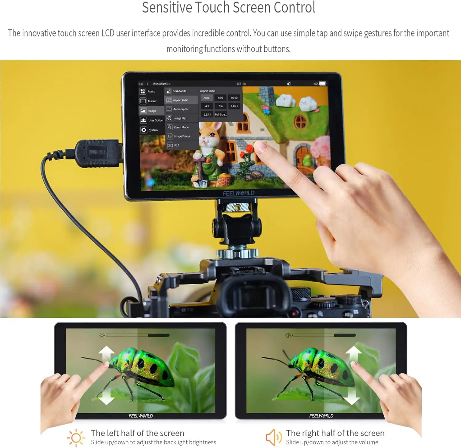 FEELWORLD P6XL 6-дюймовый алюминиевый встроенный аккумуляторный фотомонитор 4K HDMI-совместимый монитор высокой яркости 1200 нит FHD IPS (art.: 3920d0cb38abb) - 3920d0cb38abb