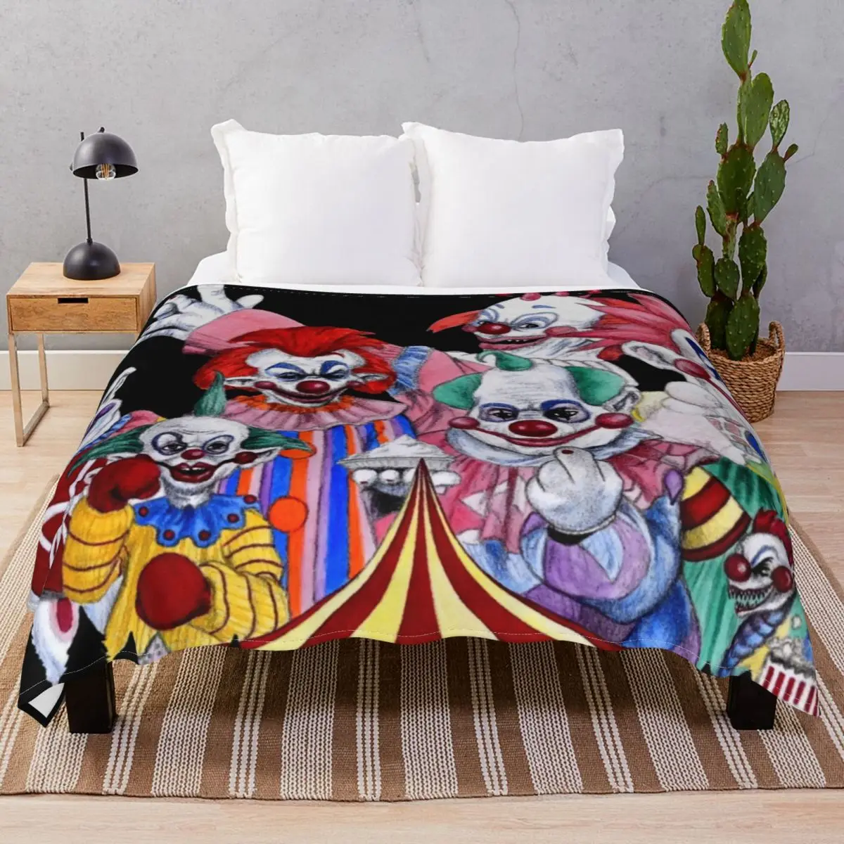 Killer Klowns From Outer Space Blanket Fleece Printed Comfortable Unisex Throw Blankets for Bedding Home Couch Travel Office