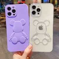 cute bear stereoscopic phone case on for iphone 13 11 12 pro max mini x xs xr 7 8 plus se 2022 lens protection shockproof cover