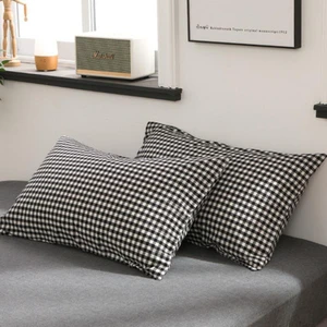 Simple Pillow Case Pillow Cover Pillow Covers Decorative Pillowcases Japanese Style Washable Cotton Grid A Pair Of Pillow Cases
