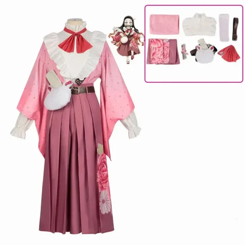 Nezuko Косплей Костюм Розовое Кимоно Конвенция с нарядами Аниме Новый $0 $ k