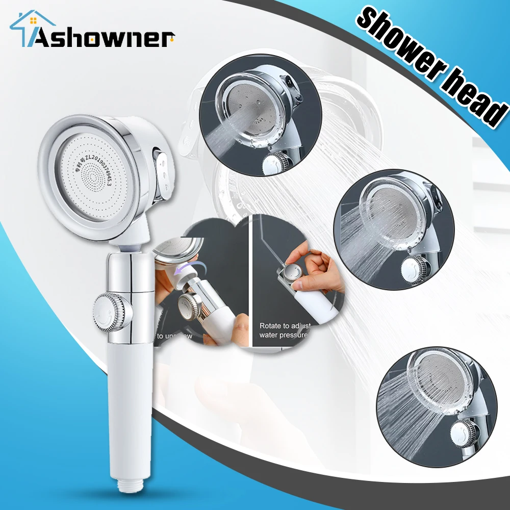 Handheld Shower Head Pressurized High Pressure Nozzle Water Saving Perforated Free Bracket Hose Adjustable Bathroom Accessories