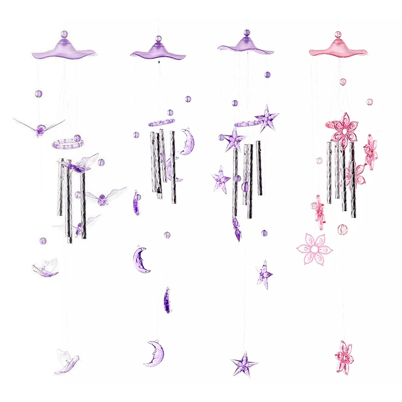 Creative Crystal Five-pointed Star Wind Chime Bell Garden Ornament Gift Yard Garden Living Hanging Decor Yard Home Decoration