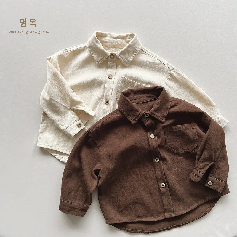 

2022 Autumn New Personalized Korean Style Shirt Baby Boys and Girls Cotton Long-sleeve Blouse Children's Fashion Cardigan Jacket
