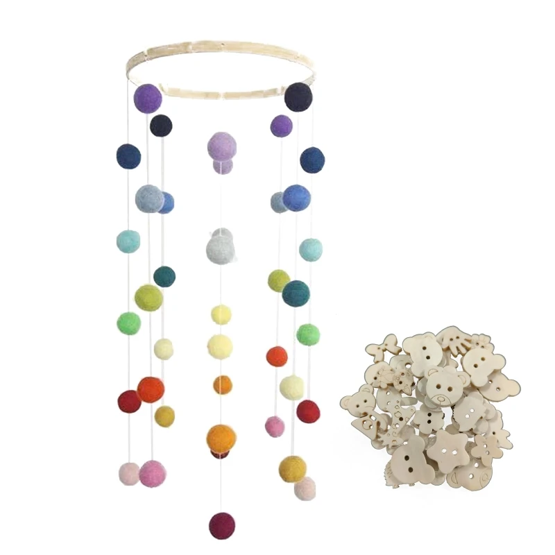 

Baby Crib Wind Chime Rainbow Fur Balls Rattle Newborn Bed Hanging Pendant Bassinet Mobile Infants Kids Room Decor G2AE