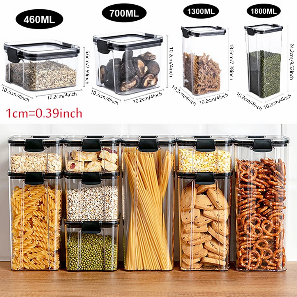 

Food Storage Container with Airtight Lids Plastic Rice Dispenser Spices Snacks Organizer Indoor Kitchen Grocery 1800ML
