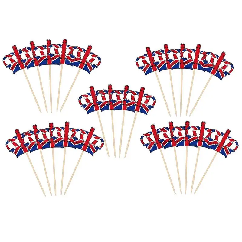 

14Pcs United Kingdom Flag British Toothpick Flags Party Cupcake Toppers Union Jack Flag Picks Queens Cocktail Sticks For Cupcake
