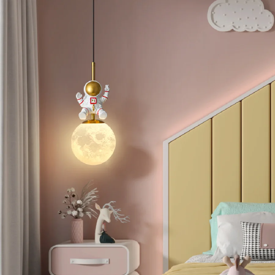 

Nordic LED Astronaut Chandelier Lights Children's Baby Boy Girl Bedroom Pendent Lights suspensions luminaire lustre home decor