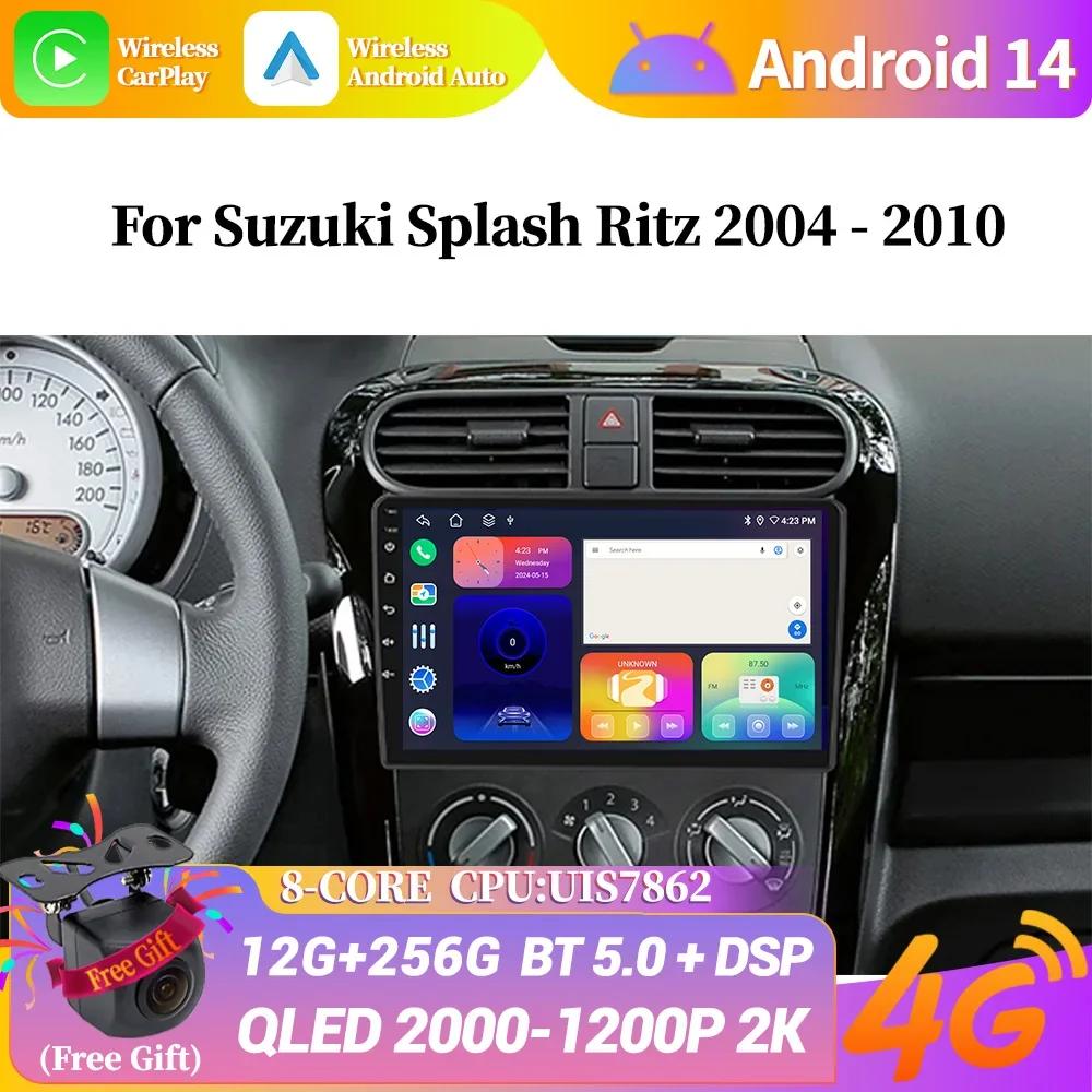 Bluetooth Carplay экран автомобильный радиоприемник мультимедийная навигация Android 14 для