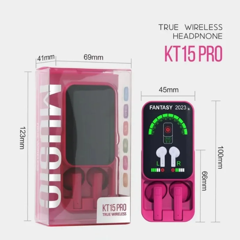 Беспроводная Bluetooth-гарнитура KT15 Pro с сабвуфером и цифровым дисплеем