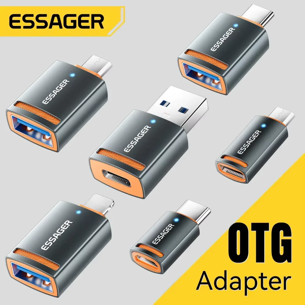 Essager USB3.0 OTG Adapter Type-C USB-A Micro Female to USB Micro iP Type-C Male Converter For Macbook Xiaomi iPhone OTG Adapter