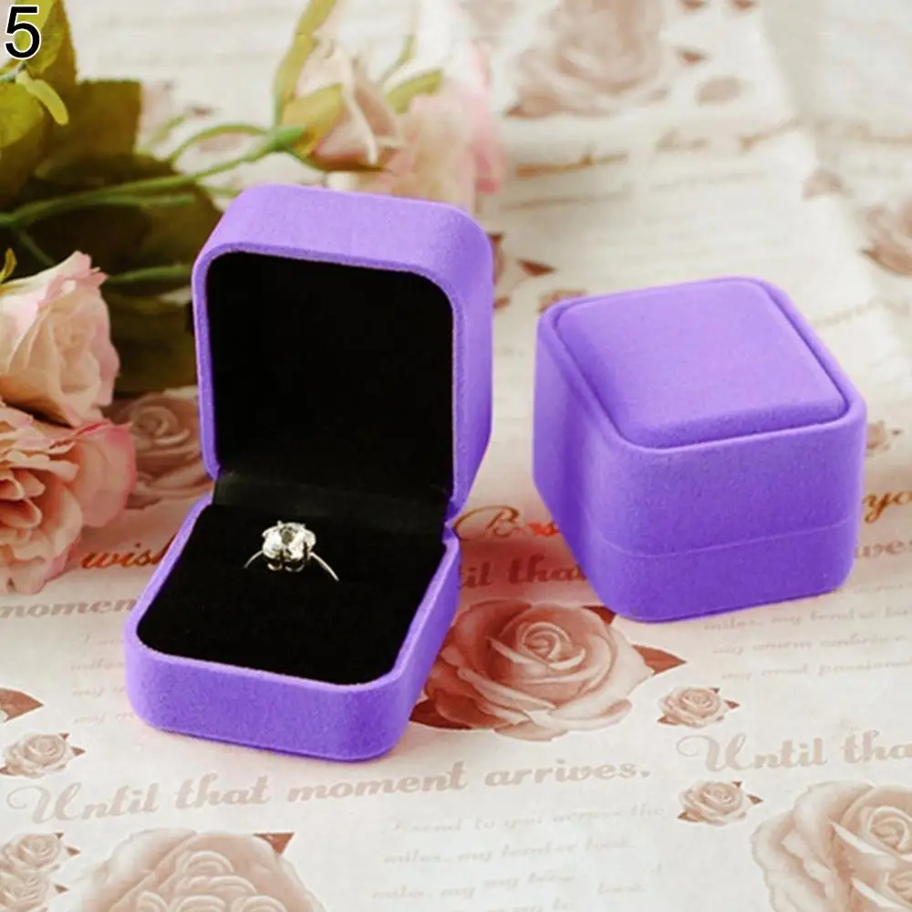 

Jewelry Earring Ring Display Storage Organizer Square Lid Open Box Case Gift
