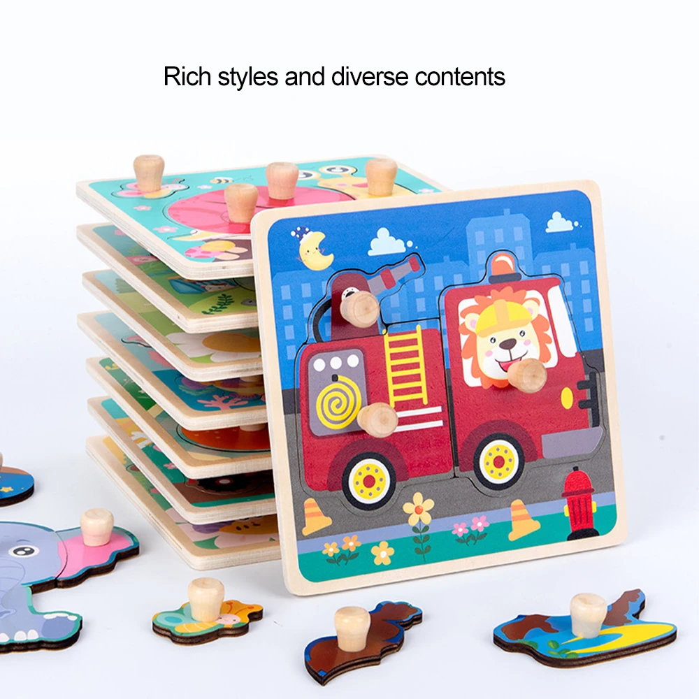 

Animal Wooden Puzzle For Kids 2 3 Years Montessori Early Educational Baby Toy Hand Grab Board 3D Puzzles Wooden Toy For Children