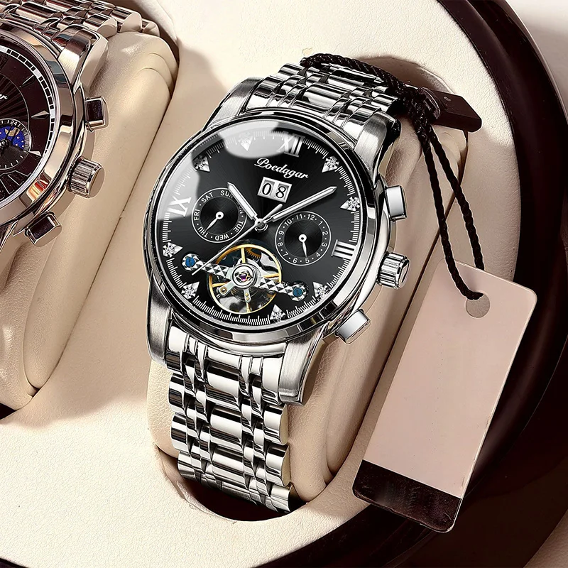 

Новинка 2022, деловые швейцарские мужские механические часы с календарем, автоматические водонепроницаемые мужские наручные часы, светящиес...