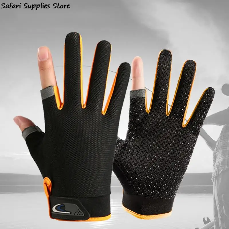 

1Pair Anti-Slip Breathable Fishing Gloves Two Finger Cut Durable Outdoor Sport Fishing Cycling Gloves Fitness Carp Mitten
