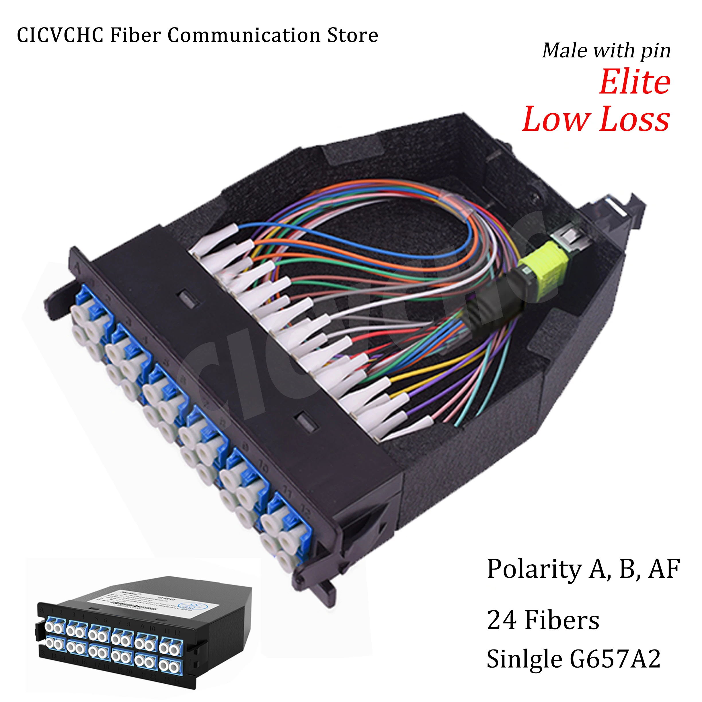 24 Fibers High Density MPO/APC to LC/UPC Conversion Cassette Module, G657A2, LGX Box, Polarity A, AF, B