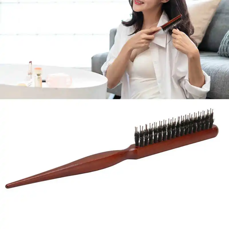 

1Pcs Teasing Brush Ergonomic Handle Nylon Bristles Curling Scalp Massage Tapered Tail Hair Parting Comb for Curling Styling Tool