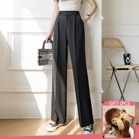 2022 new women casual pants loose style straight suit pants high waist chic office ladies pants trousers streetwear female pant