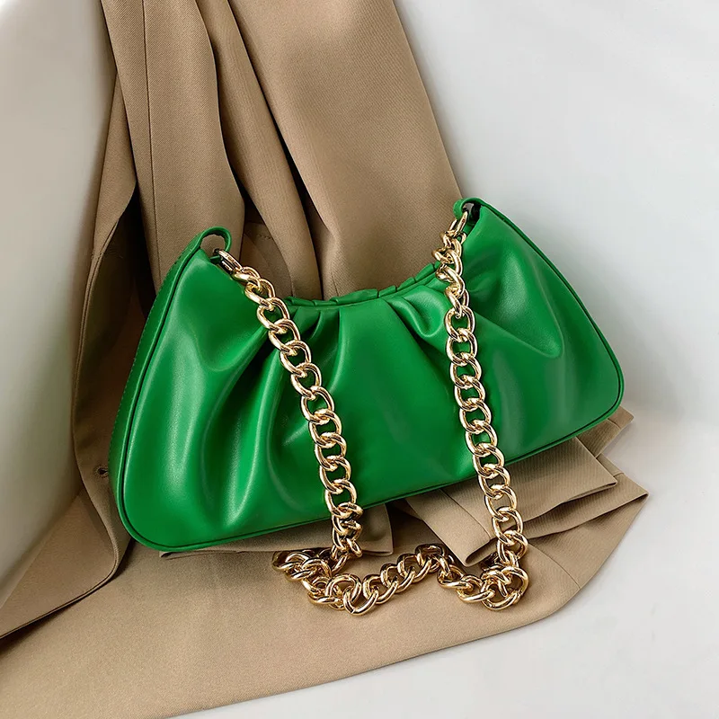 

2022 New Designer Chain Folds Crossbody Bags For Women PU Leather Female Shoulder Bag Sac Main Femme Lady Handabgs And Purses