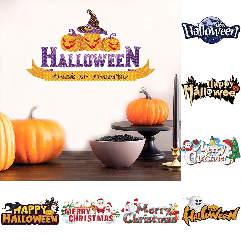 

Алмазная живопись 5D «сделай сам», наклейки на Хэллоуин, Алмазная мозаика, настенные наклейки, декоративная наклейка для детей, рукоделие, подарок, домашний декор