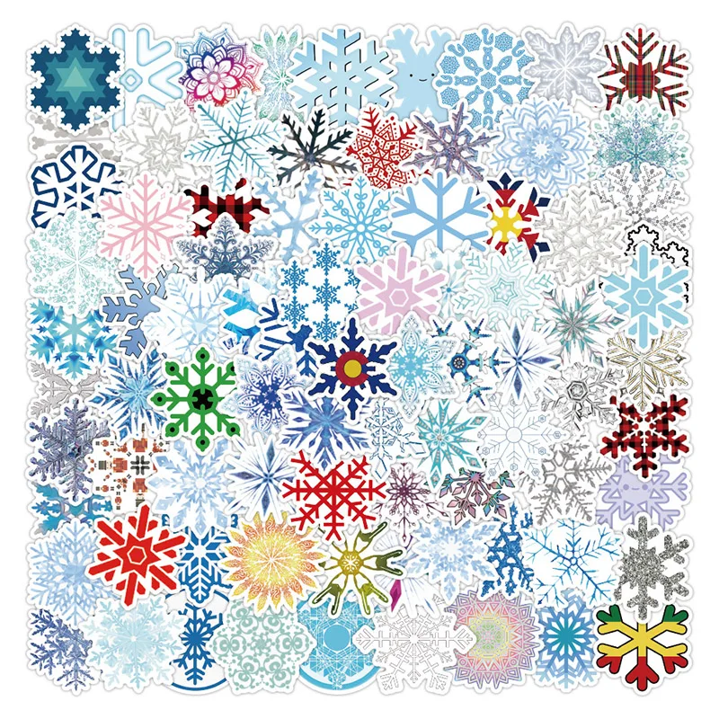 100Sheets Non-repetition Winter Snowflake Pattern Stickers Laptop Suitcase Skateboard Cartoon Stickers Kid Gift Toys