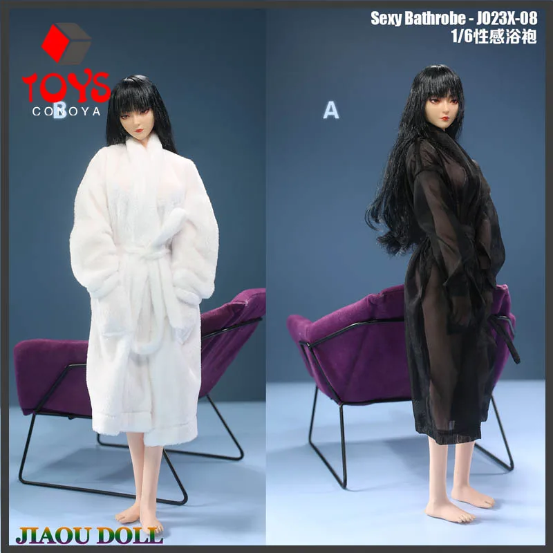 Женский белый халат в масштабе 1/6 черный полупрозрачный модель одежды подходит