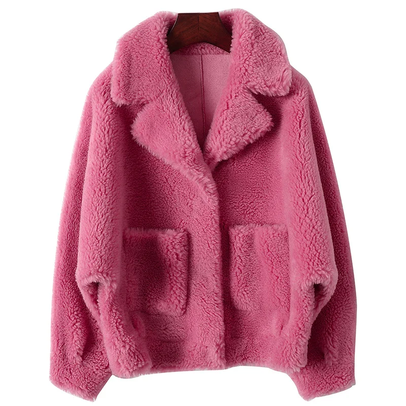 Winter New Haining Fur Large Sheep Fleece Coat Fur Fur Short Lambhair Coat Woman Faux Fur Coat Jacket Women