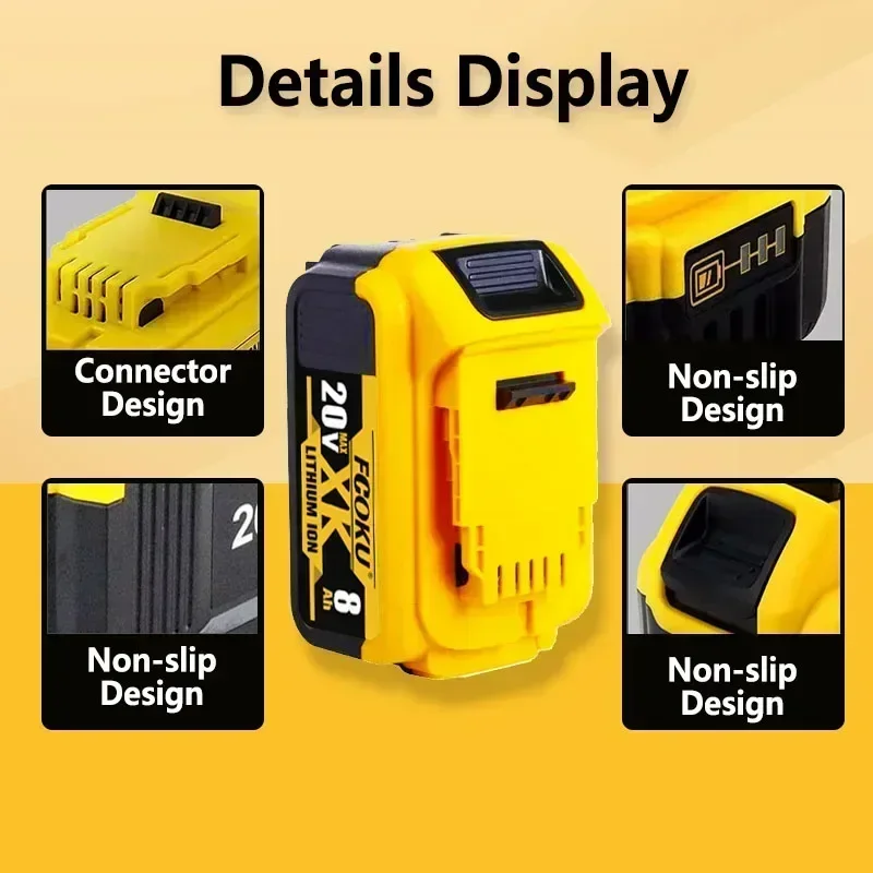 Фото Обновленная версия 2026 года: Литиевая батарея DEWALT 20V 6Ah 12Ah + зарядное устройство DCB1104 для замены инструментов DCB115 DCB118 №2