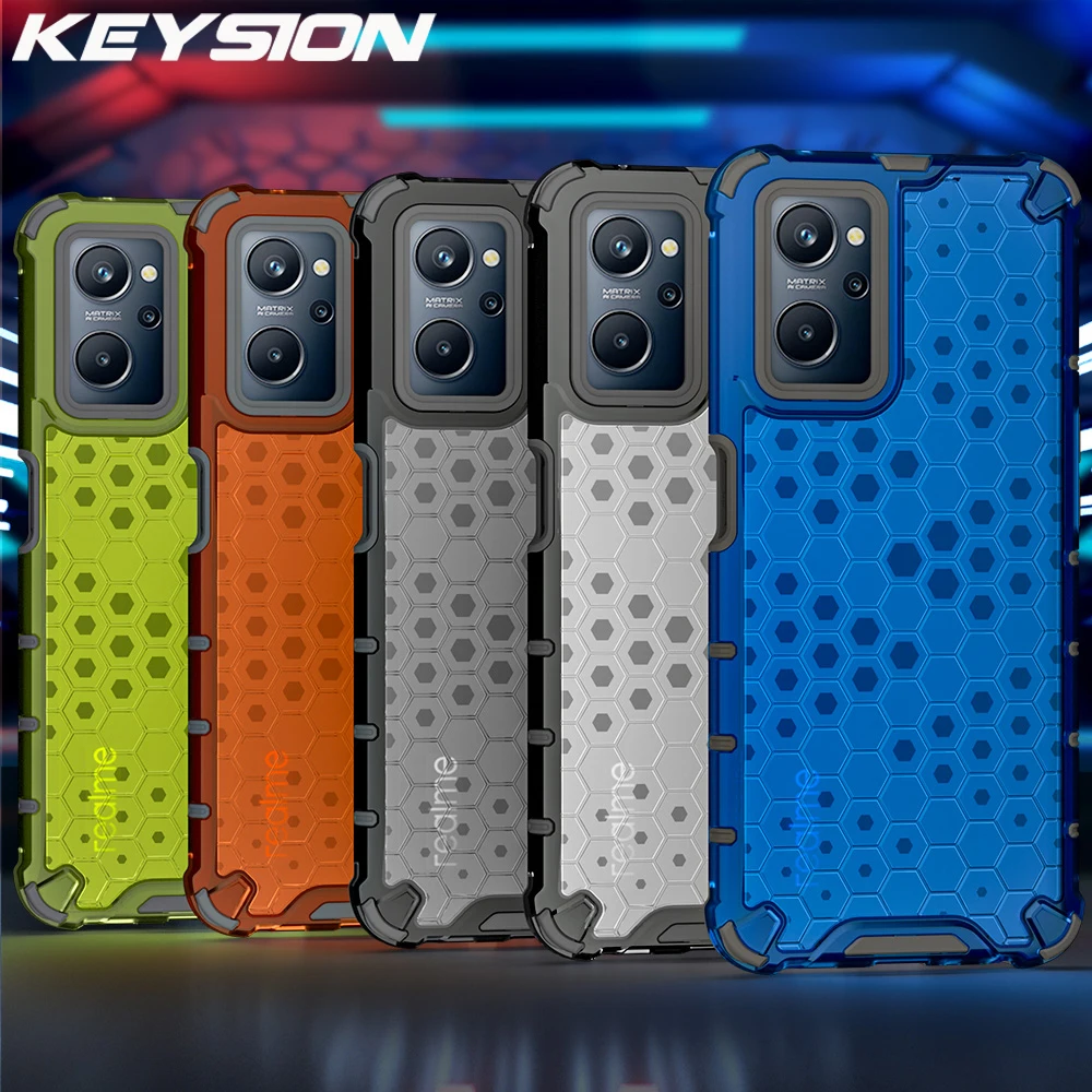 KEYSION Shockproof Armor Case for Realme 9i 8i 7i Global GT 2 Pro 5G GT Explorer Master Honeycomb Phone Back Cover for OPPO A36